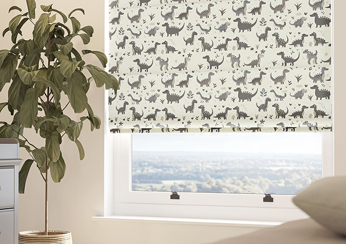 Dino Land, Fossil Grey - Motorised Roman Blind - Image 5
